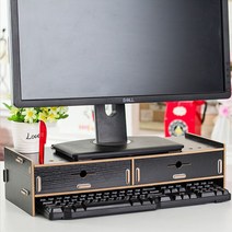 DIY 목아픔방지 모니터받침대 원목받침대 와이드선반 듀얼 무선충전 대모듈 미니 높이조절 유리, 쿠팡 모니터받침대 우드