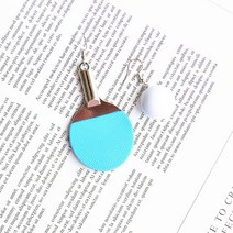 과장된 스포츠 시리즈 탁구 테니스 볼링 귀걸이 고급 스테레오 양면 패션 비대칭 볼 귀고리, 3블루 탁구