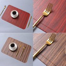 보슈 우드 디자인 방수 테이블 매트 4P 감각적인 대리석 유럽풍 식탁매트 홈파티 집들이 플레이팅, 30×45, 레드