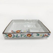 아마고/2칸/나눔접시(모란)/정사각/반찬그릇/주방찬기, 상세페이지 참조