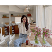 크루비 프릴 리본 블라우스
