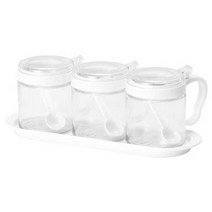 이케아 베르코리 양념통 3P 360ml 투명 화이트 지름9cm 유리