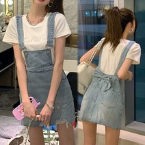캐주얼 멜빵 미니 청치마 양포켓 미니 스커트