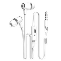 3.5mm 이어폰 인이어 헤드폰 휴대 전화 컴퓨터 스테레오 헤드셋 소음 감소 마이크 장착, 하얀