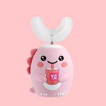 전동칫솔 360 U 자동 전기 칫솔 만화 패턴 USB 충전기 실리콘 초음파 스마트 타이머, 01 2-6 years