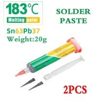 납땜인두기 솔더 페이스트 접착제 압출기 부스터 회로 기판 수리 오일 그린, 20g Sn63Pb37 2PCS