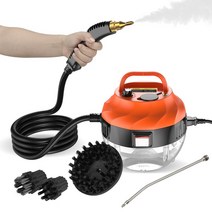 가정용 고압 멀티 스팀기 차량용 스팀세차기 2500W 핸드 헬드 스팀 청소기 고온 가압 브러시 헤드 포함 주, [02] Black, [03] UK