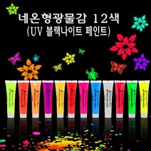 네온 형광 물감 UV 블랙 나이트 페인트 12색 야광 축광 글로우 루미넌트