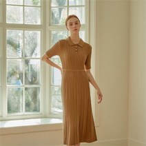 [쏠룹] 울100 골지 플레어 카라 원피스 BROWN[A]