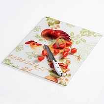 VASUHOME 유리 대리석 도마 다양한 색상 강화 주방 디자인 과일 야채 플레이팅, 9 Rooster Pattern
