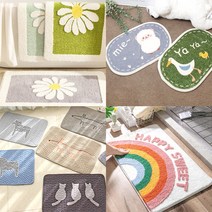 예쁜 극세사 장모 발매트 욕실 주방 현관 화장실 발수건 러그, 데이지(그레이)