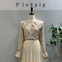 핑크피그 잔꽃 레이스카라 블라우스(PPA2BL2160)