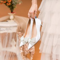 본식구두 흰색힐 피로연구두 통굽 빅사이즈 웨딩슈즈 편한 글리터 새틴 연주구두 프로포즈