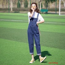 puildaug 데님 스트랩 여성 가을 느슨한 여성 조커 슬리밍 멜빵 바지