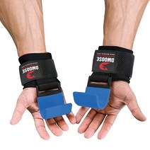 DMoose 웨이트 리프팅 후크 쌍 남성 및 여성 핸드 그립 지원 손목 스트랩 8mm, Blue (Flat Hook), Blue (Flat Hook)