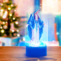 블링블링 보석십자수 LED 무드등 DIY 세트 만들기 비즈 큐빅 소형 캐릭터, 보석 LED무드등 1set, 성모마리아