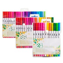 바림(Barim) 더블 트윈 수채화 수성펜 붓펜세트 듀얼펜 디자인펜 캘리그라피 그림 채색 싸인펜, 36색