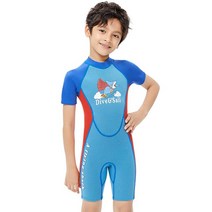 스쿠버다이빙슈트 어린이 쇼티 잠수복 2.5MM 네오프렌 두꺼운 해변 서핑 스쿠버 다이빙 슈트 수중, 01 Blue_05 XXL(8)
