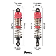Rc 알루미늄 합금 금속 오일 쇼크 업소버 조정 가능한 댐퍼 1316 cnc 업그레이드 부품 wltoys 144001 114 버기 rc 자동차 트럭, 레드 프론트