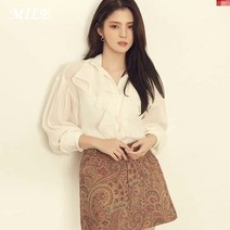 쉬폰 한소희 같은스타일 페플럼 프렌치 클래식 와이드 루즈핏 가을 긴 소매 와이셔츠 4725911956