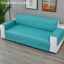 소파커버 쇼파 sofa cover 천갈이 덮개 방수 개를위한 퀼트 안티 마모 애완 동물, 3인승 190-196cm, 웨이브 블루