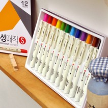 똑딱이 노크식 유성 매직 1.5MM 12색 세트 볼펜 타입