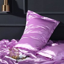 J 럭셔리 100 새틴 실크 다크 골드 Pillowcase 도매 솔리드 컬러 실키 건강한 표준 베개 커버 아름다움을위한, Light Purple