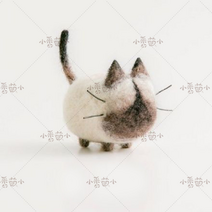 고양이 양모펠트 니들 퀼트 키링 목덜미잡힌 동물 초보 도안 만들기 바느질, 샴 고양이
