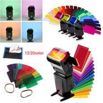 Mingjin 12/20 pcs 손전등 컬러 카드 캐논 니콘 소니 펜탁스 dslr 스피드 라이트 용 범용 카메라 필터 키트, 12 pcs