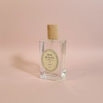 향수용기 - 사각 납작 우드캡 100ml 스프레이 유리 공병, 1개