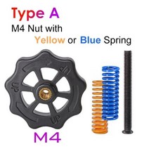 3D 프린터부품 M3M4 나사 너트 히트 베드 레벨링 스프링 손잡이 부품 프린터 프린트 플랫폼 보정 액세서리 4 개, Blue+Type A - M4 Nut