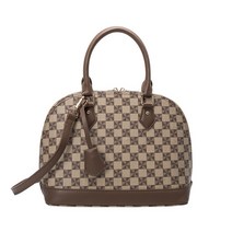 도오빠 차임드 여성 가죽 토트백 바둑 숄더백 체크 크로스백 미니 핸드백 라운드 여자핸드백 투톤 가방