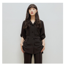 SI (씨) [22S/S] 벨티드 오픈 카라 셔링 셔츠 (SEBAD1418)