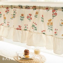 [바자르] 로즈망 광목 프릴 바란스 커튼(150x45)1장