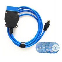 BMW코딩케이블 obd2 스캐너 자동차 진단 esys enet 케이블 for bmw f-series hidden data icom coding ecu 프로그래머 도구, 블루와 cd
