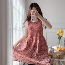 올리비아 쉬폰 여름 원피스 앞치마, 색상:퍼플, 단품
