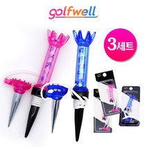 골프웰 숏티롱티 자석 골프티-3세트 (GW053-GT73), 핑크1개+블루2개
