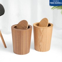 티비엠코리아 심플 원형 우드 나무 휴지통 자석 뚜껑, 다크우드