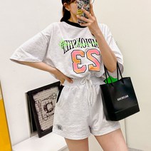 세미 크롭트레이닝세트 키작녀 여름 반팔트레이닝세트