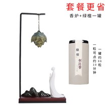 인센스 챔버 스틱 홀더 향로 향초 홈 실내 장식, 5. 空怀若谷香炉摆件绿檀一罐