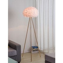 깃털 스탠드 장 스탠드 거실 플로어 조명 램프 선물, 작은흰색 깃털황금삼각대 테이블램프30X42cm