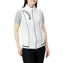 캘러웨이 C2211taugh 여성 풀지퍼 집업 베스트 골프웨어 골프복 조끼 (스트레칭 발수 매쉬 안감), 라지, 1030 화이트