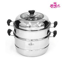 [일오삼유통] 스팀솥 스텐찜솥 찜채반 찜기 들통 다용도찜솥 실리콘찜기 스텐스티머, 혹★ 퀸센스 3중바닥 스테인레스 3단 찜곰솥32cm 분, [좋아요]