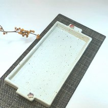 핸드메이드 도자기 긴접시 생선접시 직사각접시 매화, 화이트