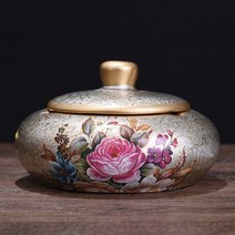 JINGHENG 가정용 사무실용 업소용 도자기 재떨이 빅사이즈 뚜껑 포함 주문 제작 가능+AGM731, T12-노란꽃 덮개포함-재떨이
