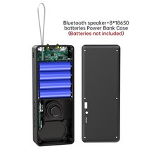 휴대용스피커 블루투스스피커 22.5w 무선 충전 상자 스피커 qc3.0 pd 빠른 충전 lcd 디스플레이 diy 8x18650 배터리 케이스 전원 은행 쉘, 검은색