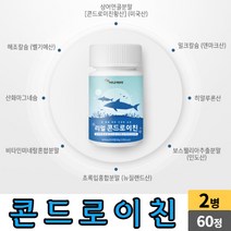 리얼 콘드로이친 60정 상어연골분말 해조칼슘 밀크칼슘 우슬 버드나무껍질 보스웰리아 초록입홍합 히알루론산 남성 여성 직장인 주부 어르신 노인 부모님 콩드로이친 콘드로이치 콘드로이칭, 2개, 60 타블렛
