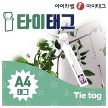 [아이라벨_아이태그] 흰색 방수 타이태그 A4 식물 원예 이름표라벨 묘목품질표시 비점착라벨지 (레이져전용), 50장