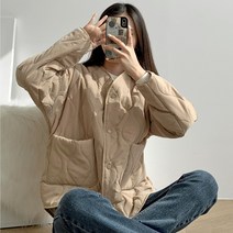 [당일출고]여성 다이아 퀼팅 누빔 양털 후리스 안감 노카라 경량 자켓 점퍼 깔깔이 뽀글이 잠바