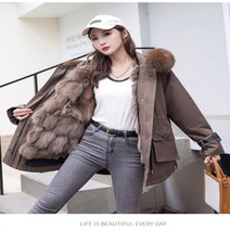 폭스 야상 패딩 퍼 여성 숏 후드 점퍼 라쿤퍼 털 모피